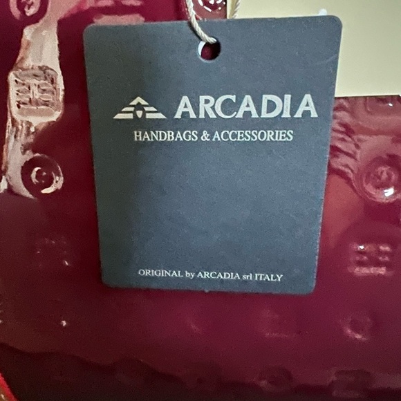 NWT ARCADIA PATENT LEATHER SATCHEL HANDBAG PURSE - Picture 2 of 11